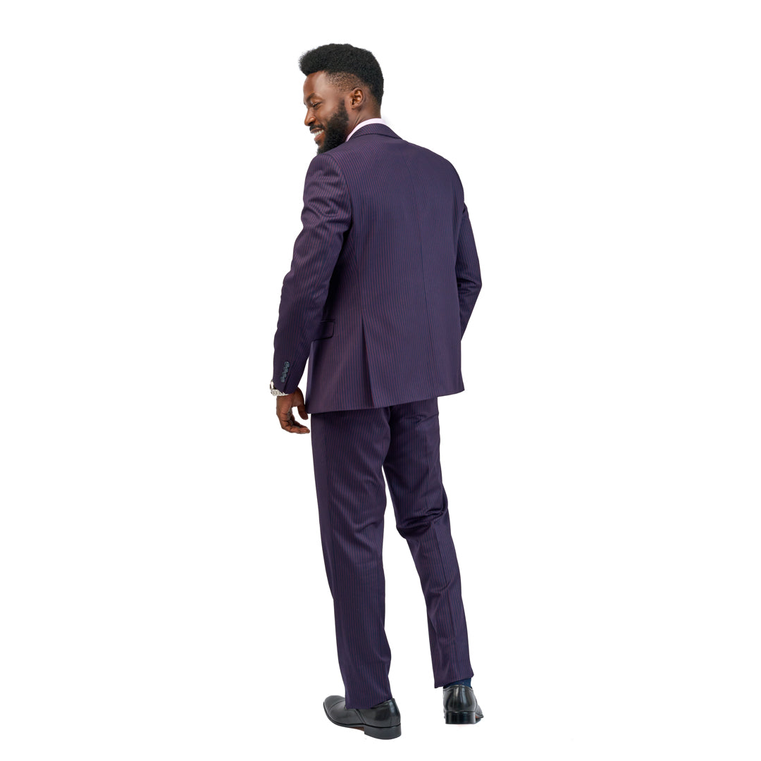 Carlo Calvino 3-Piece Suit – Purple Pin Stripe
