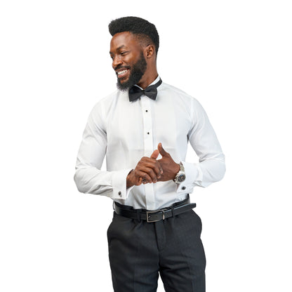 Italian Classic Pleated Tuxedo Shirt - White