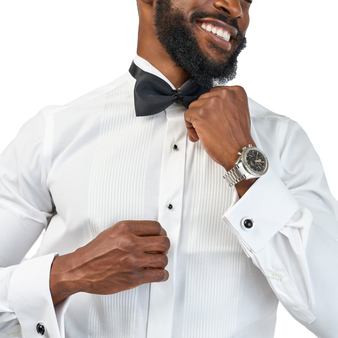 Italian Classic Pleated Tuxedo Shirt - White