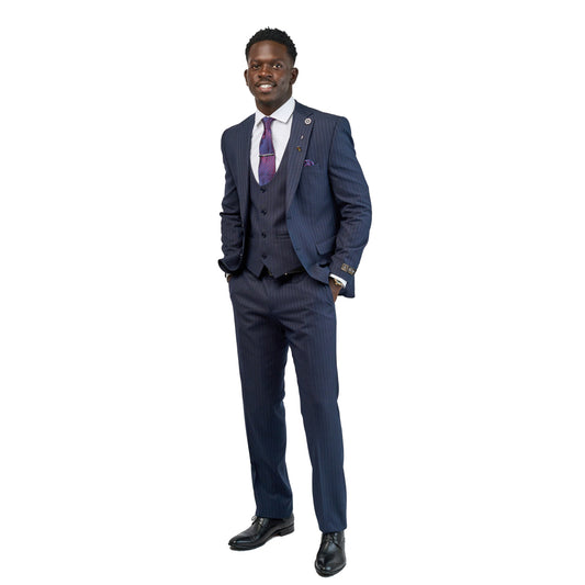 Carlo Calvino 3 Piece Suit Set - Navy Blue