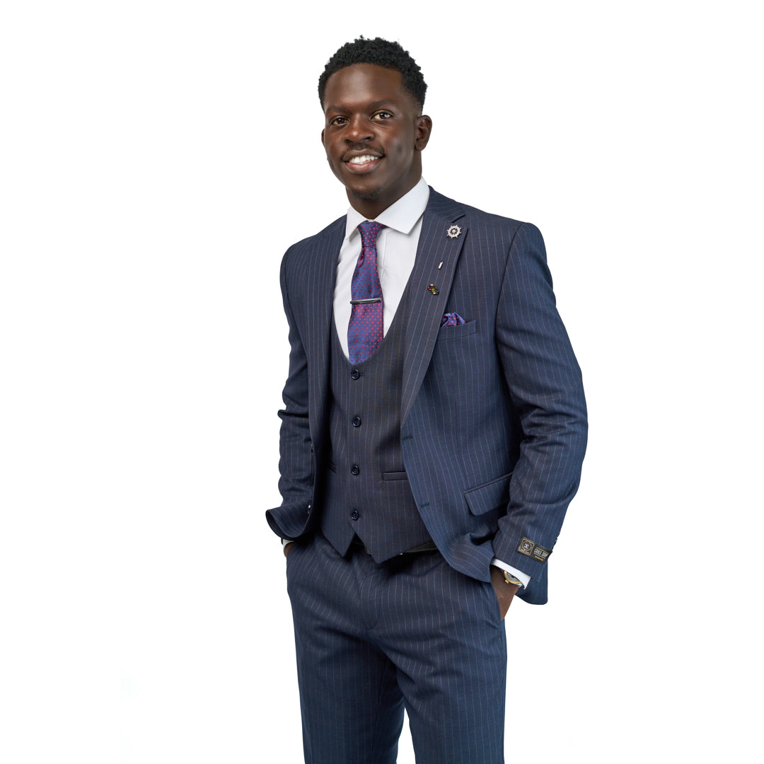 Carlo Calvino 3 Piece Suit Set - Navy Blue