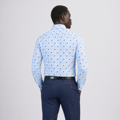 The Garden Printed Shirt — Blue Floral on Sky Blue