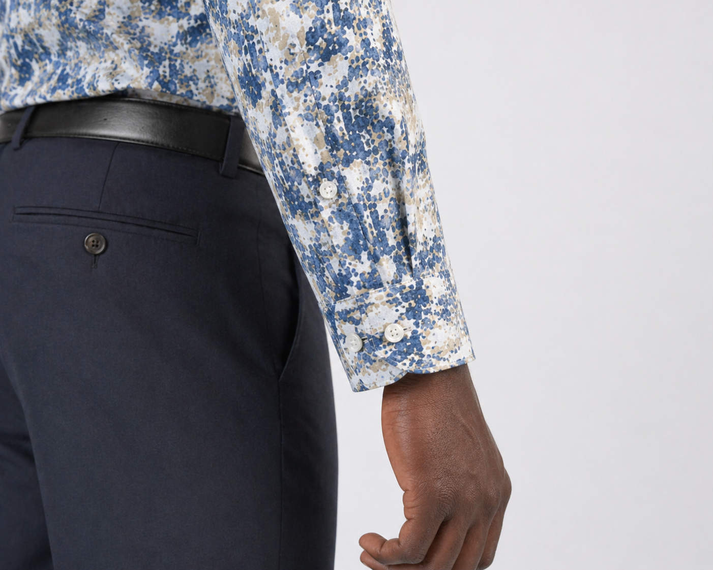 The Impression Printed Shirt — Blue & Cream Abstract