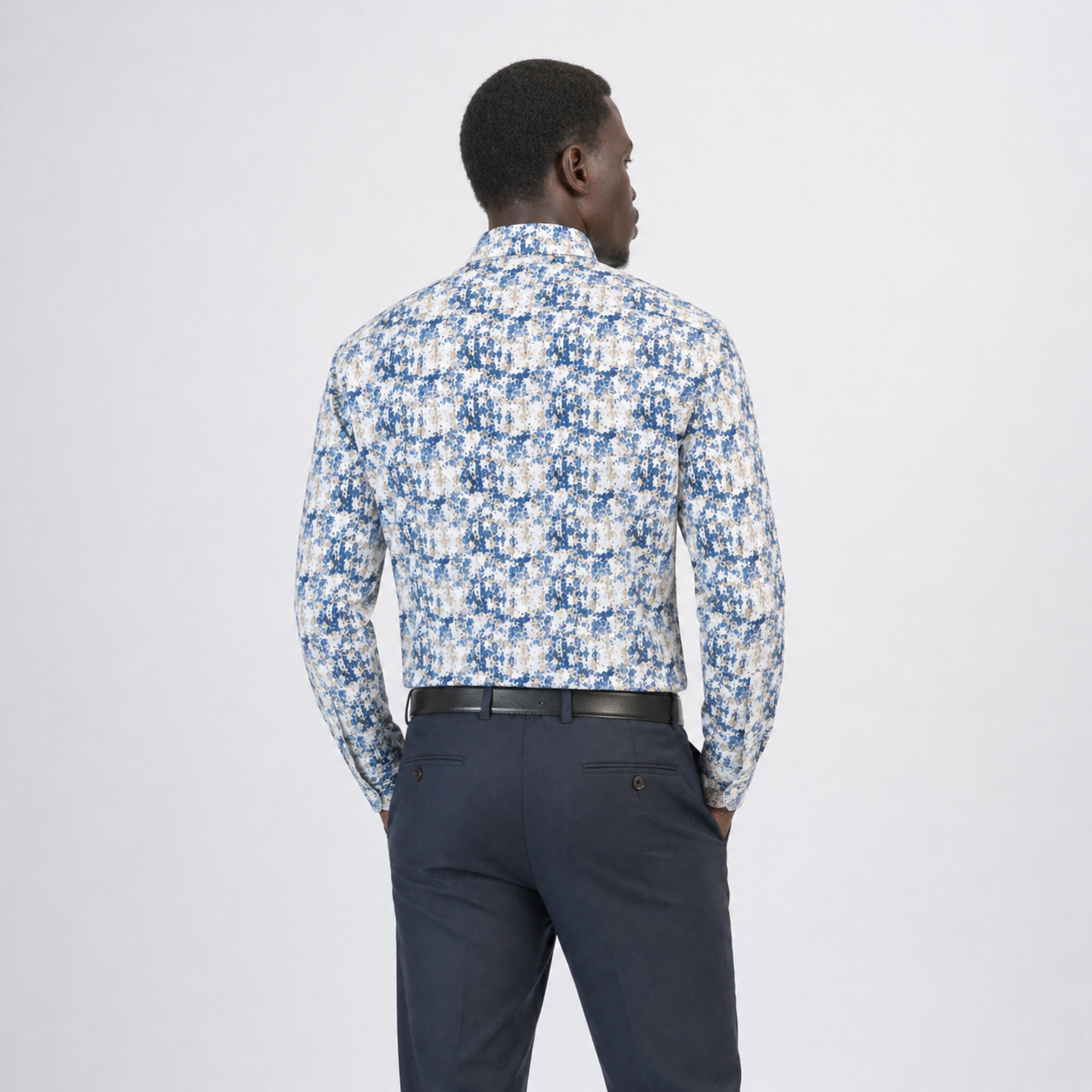The Impression Printed Shirt — Blue & Cream Abstract