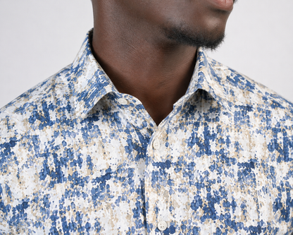 The Impression Printed Shirt — Blue & Cream Abstract